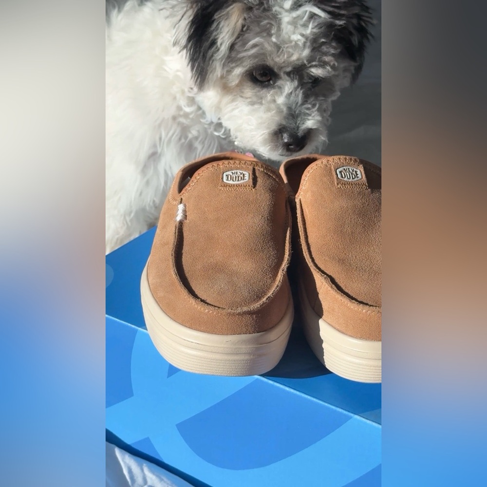 NWT HEYDUDE Austin Lift Classic Slip-On Sneakers - Tan Suede - Picture 3 of 7